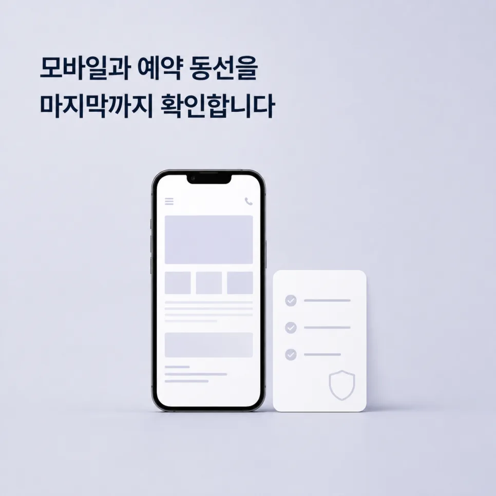 공개 전 모바일 화면과 예약 경로를 확인하는 그림