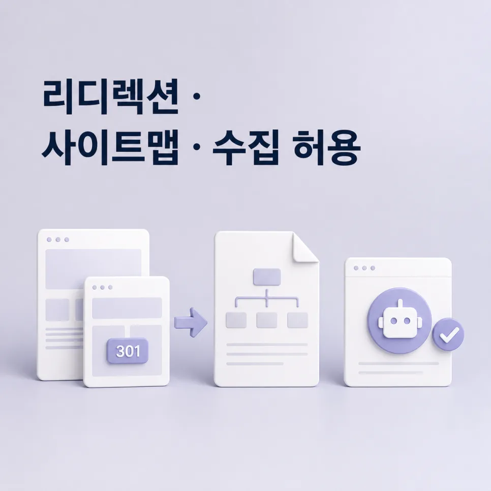 리디렉션과 사이트맵, 수집 허용을 점검할 항목