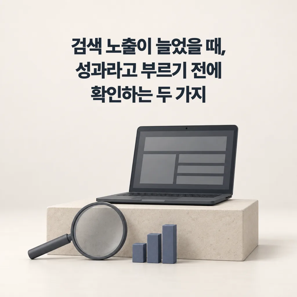 검색 노출이 늘었을 때, 성과라고 부르기 전에 확인하는 두 가지